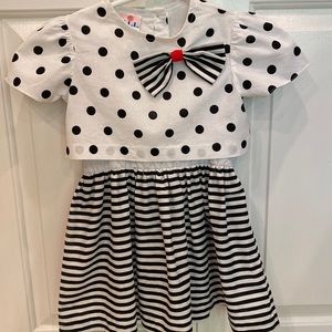Vintage Black and White Polka Dot Party Dress